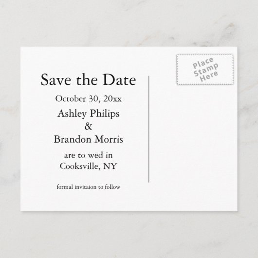 Kroonluchter en Damask Save the Date Briefkaart (Achterkant)