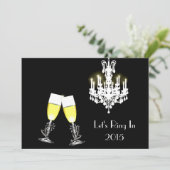 Kroonluchter en een Toast New Years Eve Party Kaart (Staand voorkant)