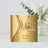 Kroonluchter Goud Elegant Feest Kaart (Staand voorkant)