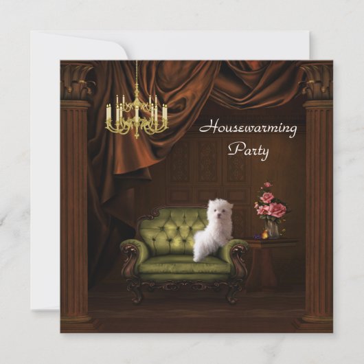 Kroonluchter & Hond Huisinwijding Uitnodiging (Voorkant)
