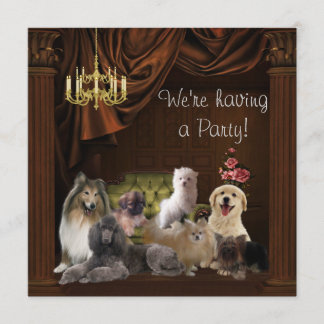 Kroonluchter Honden Puppies Feest Uitnodiging Temp