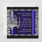 Kroonluchter Koningsblauwe Zebra Verjaardagsfeestj Kaart (Achterkant)
