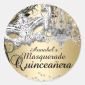 Kroonluchter Masquerade Gouden Quinceanera Sticker (Voorkant)