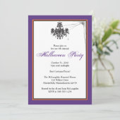 Kroonluchter met Cob Web Halloween Party Kaart (Staand voorkant)