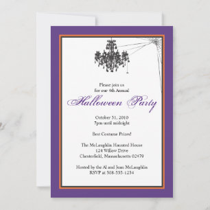 Kroonluchter met Cob Web Halloween Party Kaart