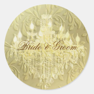 Kroonluchter op champagne barok/faux velvet ronde sticker