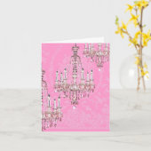 Kroonluchter ~ Roze Sparkling Franse stijl Kaart (Gele Bloem)