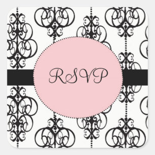 Kroonluchter Roze Vierkante RSVP Bruiloft Envelop  Sticker