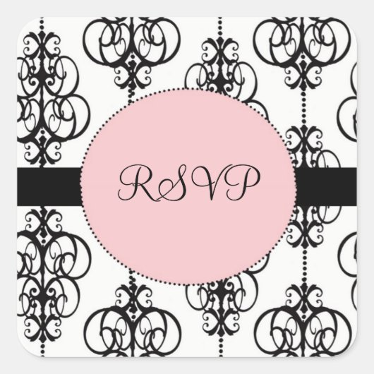 Kroonluchter Roze Vierkante RSVP Bruiloft Envelop Sticker (Voorkant)