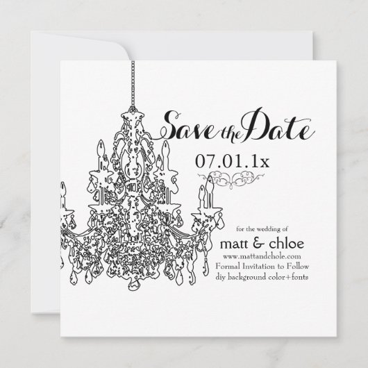 Kroonluchter/save datum/diy kleur van PixDezines Save The Date (Voorkant)