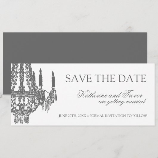 Kroonluchter Save the Date Trouw Uitnodiging (Voorkant / Achterkant)