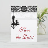 Kroonluchter Trouw Save the Date Kaart BW zilver (Staand voorkant)