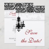 Kroonluchter Trouw Save the Date Kaart BW zilver (Voorkant / Achterkant)