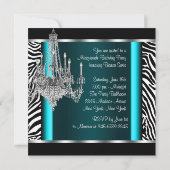 Kroonluchter Turquoise Zebra Maskerade Feest Kaart (Achterkant)