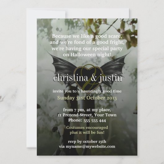 Kroonluchter Vleermuis Vleugels Bos  Halloween Fee Kaart (Achterkant)