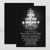  kroonluchter zwarte bruiloft uitnodigingen (Voorkant / Achterkant)