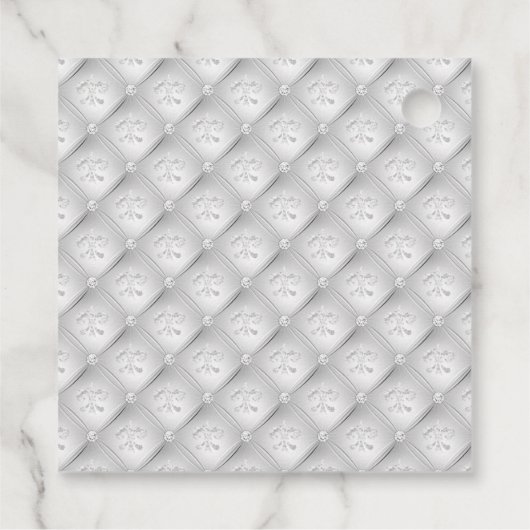 kroonluchters en getuft faux wit leder bedankjes labels (Achterkant)