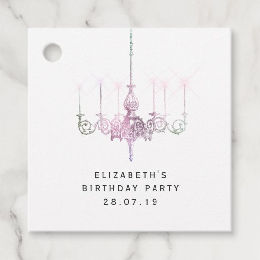  kroonluchters en getuft faux wit leder bedankjes labels (Voorkant)