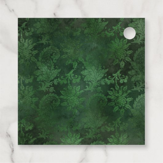  kroonluchters en Green Grunge Damask Bedankjes Labels (Achterkant)