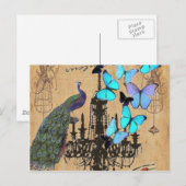 kroonlui moderne pauw blauwe vlinder briefkaart (Voorkant / Achterkant)