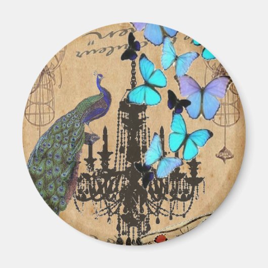 kroonlui moderne pauw blauwe vlinder magneet (Voorkant)