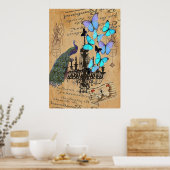 kroonlui moderne  pauw blauwe vlinder poster (Keuken)
