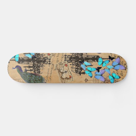 kroonlui moderne pauw blauwe vlinder skateboard (Horizontaal)