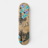 kroonlui moderne pauw blauwe vlinder skateboard (Voorkant)
