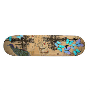 kroonlui moderne  pauw blauwe vlinder skateboard