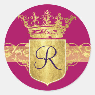Kroonmonogram, Gouden Toon Ronde Sticker