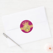 Kroonmonogram, Gouden Toon Ronde Sticker (Envelop)