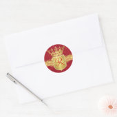 Kroonmonogram in Gouden Toon Ronde Sticker (Envelop)