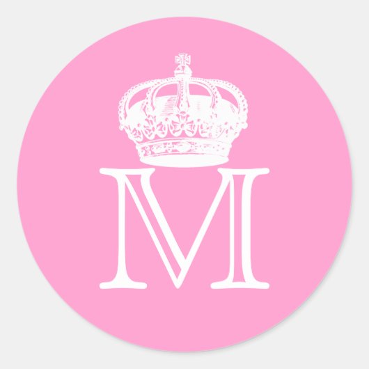 Kroonmonogram Ronde Sticker (Voorkant)