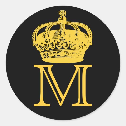 Kroonmonogram Ronde Sticker (Voorkant)