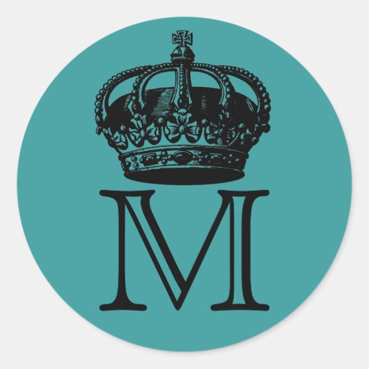Kroonmonogram Ronde Sticker (Voorkant)