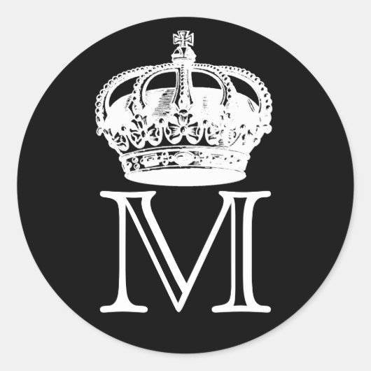 Kroonmonogram Ronde Sticker (Voorkant)