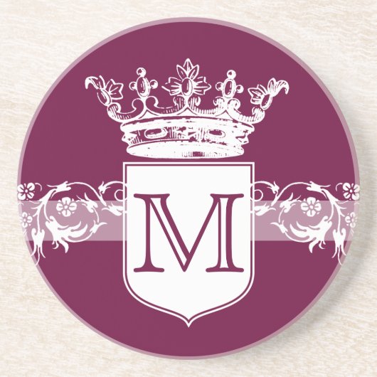 kroonmonogram zandsteen onderzetter (Voorkant)