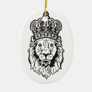 Kroonnig Lion's hoofd Keramisch Ornament