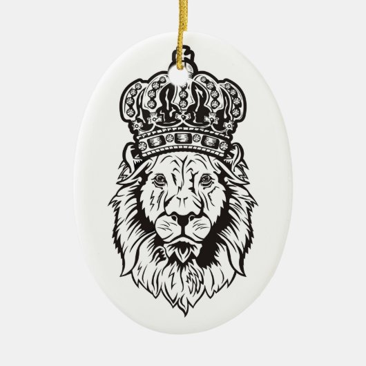 Kroonnig Lion's hoofd Keramisch Ornament (Voorkant)