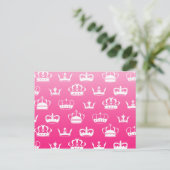 Kroonpatroon prinses met roze gradiënt briefkaart (Staand voorkant)
