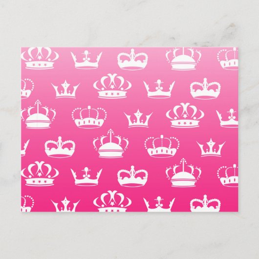 Kroonpatroon prinses met roze gradiënt briefkaart (Voorkant)