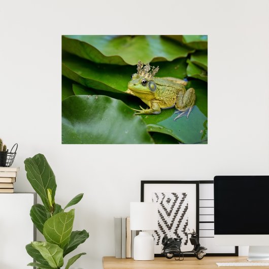 Kroonprins op Lily Pad Poster (Thuiskantoor)