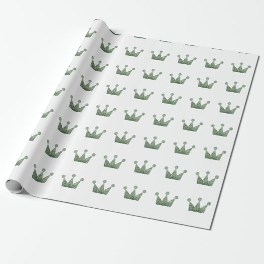Kroonprins Princes Prince Mint Green White Cadeaupapier (Uitgerold)