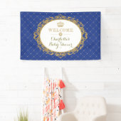 Kroonprins Royal Blue Gold Baby shower Welkom Spandoek (Insitu)