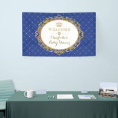 Kroonprins Royal Blue Gold Baby shower Welkom Spandoek (Beurs)