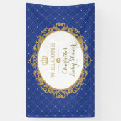 Kroonprins Royal Blue Gold Baby shower Welkom Spandoek (Verticaal)
