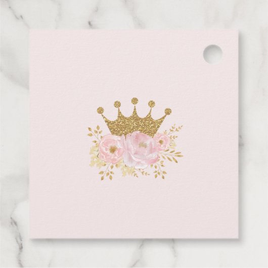 Kroonprinses Blush Bloemen Gouden Glitter Verjaard Bedankjes Labels (Achterkant)