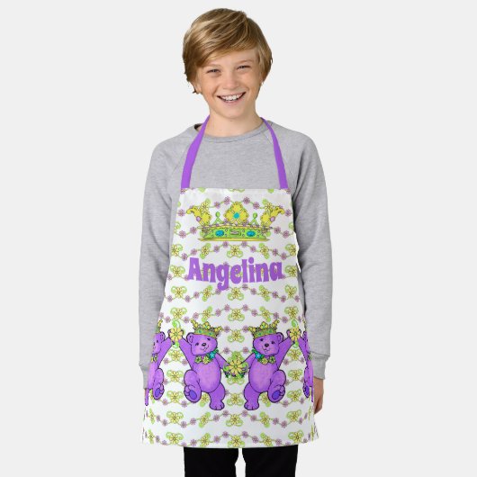 Kroonprinses Paarse Beren Schort (Gedragen)