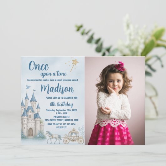 Kroonprinses verjaardag uitnodiging met foto (Staand voorkant)