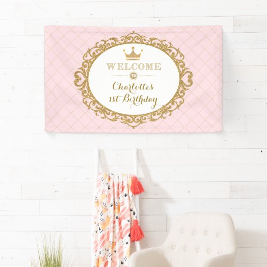 Kroonprinses verjaardagsfeest roze koninklijk welk spandoek (Insitu)